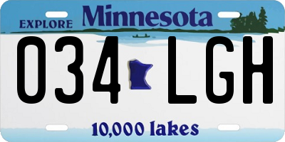 MN license plate 034LGH