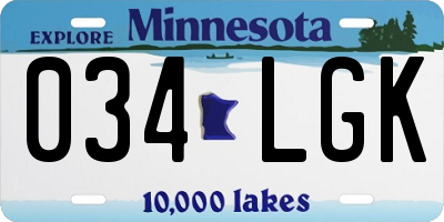 MN license plate 034LGK