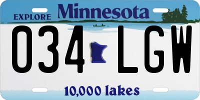 MN license plate 034LGW