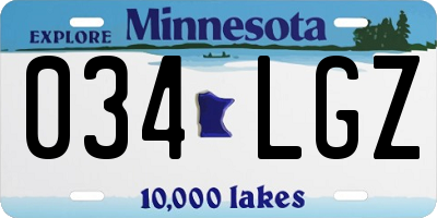 MN license plate 034LGZ