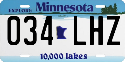 MN license plate 034LHZ
