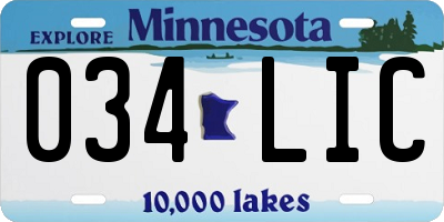 MN license plate 034LIC