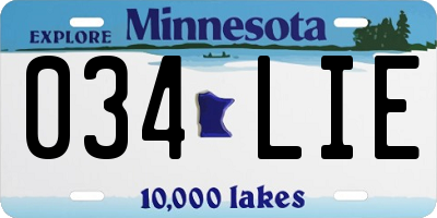 MN license plate 034LIE