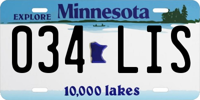 MN license plate 034LIS