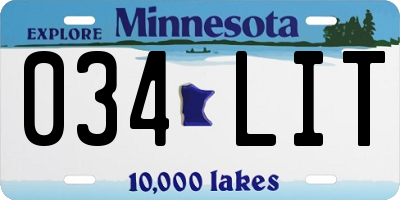 MN license plate 034LIT
