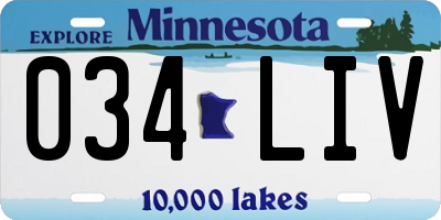 MN license plate 034LIV