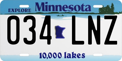 MN license plate 034LNZ
