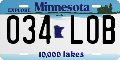MN license plate 034LOB