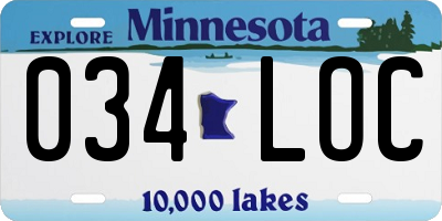MN license plate 034LOC
