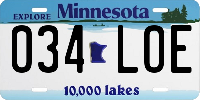 MN license plate 034LOE
