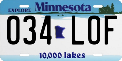 MN license plate 034LOF