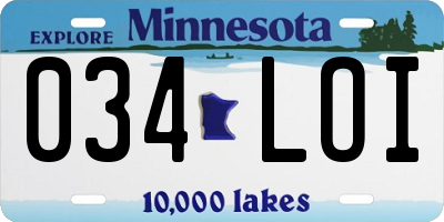 MN license plate 034LOI