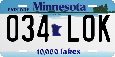 MN license plate 034LOK