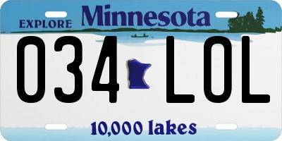 MN license plate 034LOL