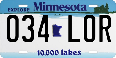 MN license plate 034LOR