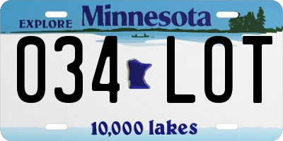 MN license plate 034LOT