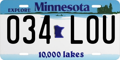 MN license plate 034LOU