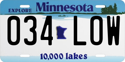 MN license plate 034LOW