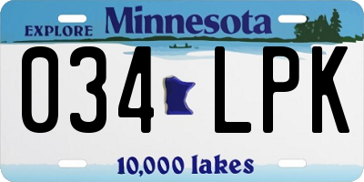 MN license plate 034LPK