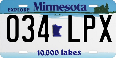 MN license plate 034LPX