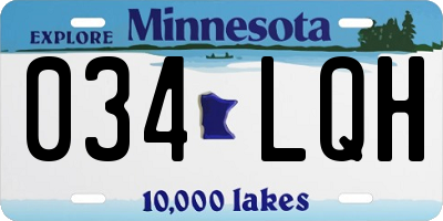 MN license plate 034LQH
