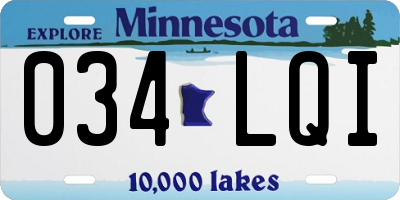 MN license plate 034LQI