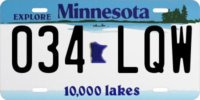 MN license plate 034LQW