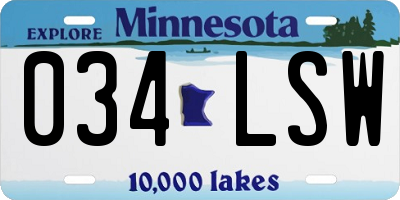 MN license plate 034LSW