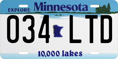 MN license plate 034LTD