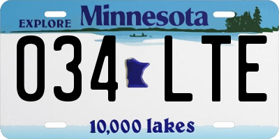 MN license plate 034LTE