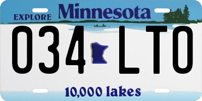 MN license plate 034LTO