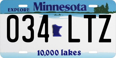 MN license plate 034LTZ