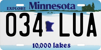MN license plate 034LUA