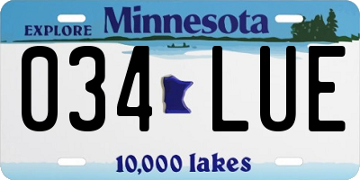 MN license plate 034LUE