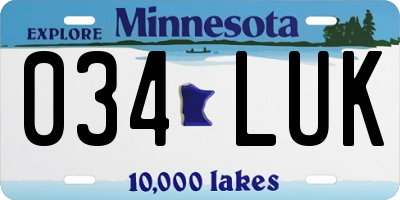 MN license plate 034LUK