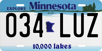 MN license plate 034LUZ