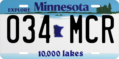 MN license plate 034MCR