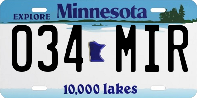 MN license plate 034MIR