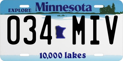 MN license plate 034MIV