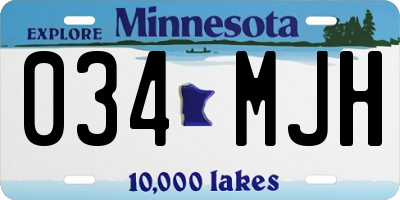 MN license plate 034MJH