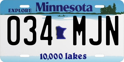 MN license plate 034MJN