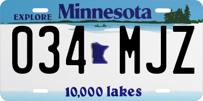 MN license plate 034MJZ