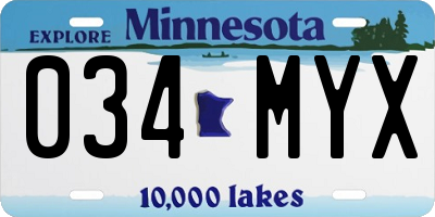 MN license plate 034MYX