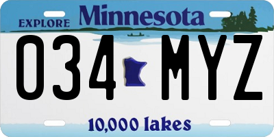 MN license plate 034MYZ