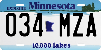 MN license plate 034MZA