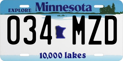 MN license plate 034MZD