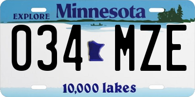 MN license plate 034MZE