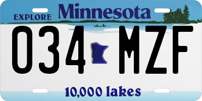 MN license plate 034MZF