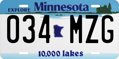 MN license plate 034MZG
