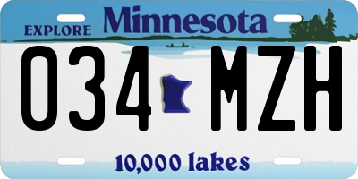 MN license plate 034MZH